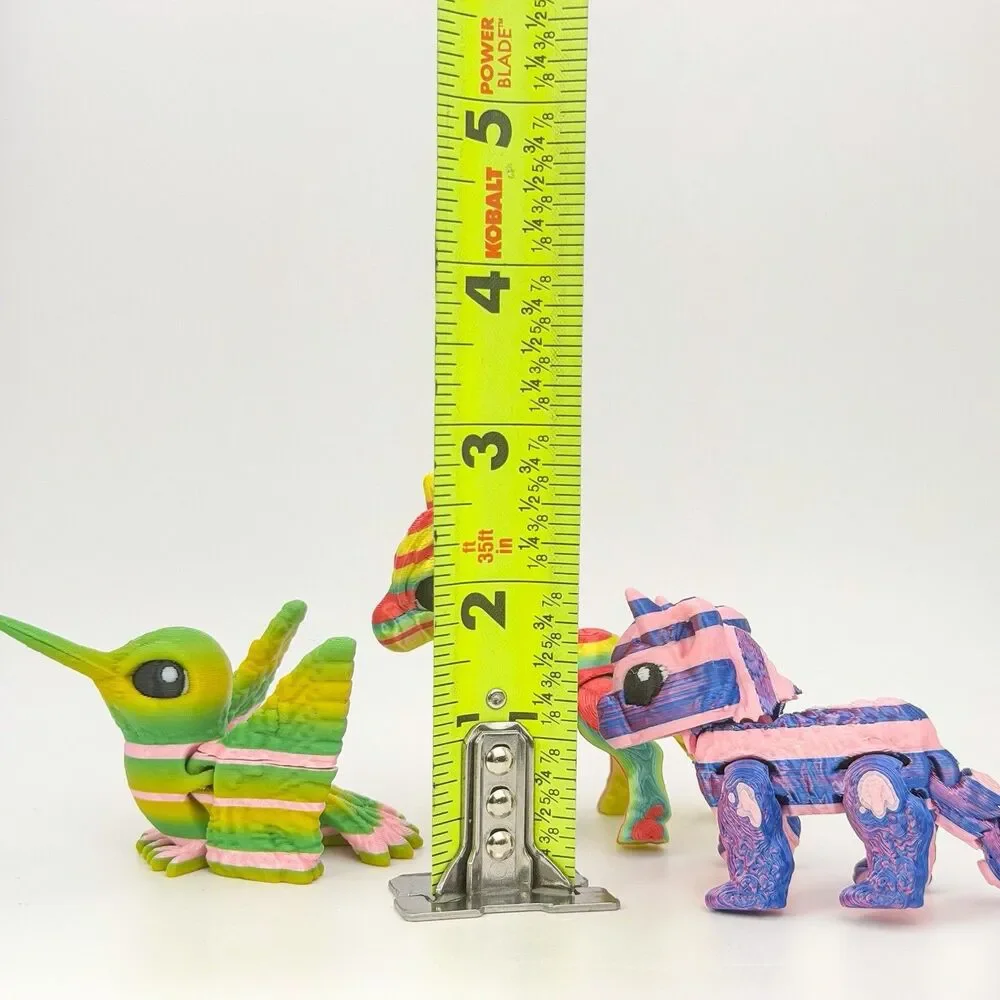 Articulated 3D Printed Fidget Toys Animal Set of 3 Hummingbird Horse Goat